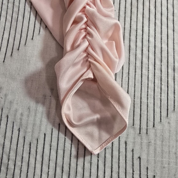 80s Vintage Prom Dress Satin Pink Lace Bodice Sleeveless Ruched Union Made Small - Picture 6 of 16